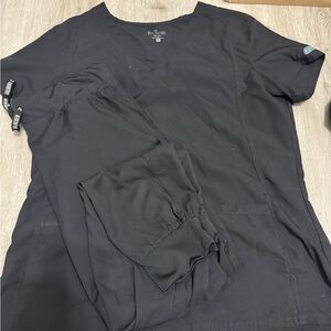 Black Scrub Top and Pants Set